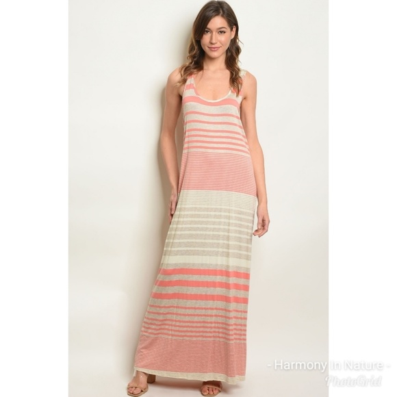 LAST Peach & Cream Maxi Dress - Picture 2 of 5